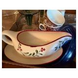 GRAVY DISH/ 4 STEMWARE/ SALT & PEPPER MISCELLANEOUS GLASSWARE- DR