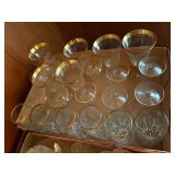 GOLD RIMMED GLASSES & STEMWARE X 22 PCS- DR