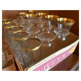 GOLD RIMMED GLASSES & STEMWARE X 22 PCS- DR