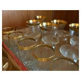 GOLD RIMMED GLASSES & STEMWARE X 22 PCS- DR