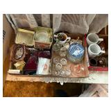 BOXES OF MISCELLANEOUS GLASSWARE & DECOR X 3- DR