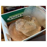 GLASSWARE BOX W/ CAKE STAND & 2 X 2-TIER DISH- DR