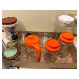 ANTIQUE COLANDER JUICER/ STRAWBERRY BOXES/ FLOUR SIFTERS- KC