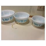 PYREX DISHES X3 (AMISH PATTERN TURQUOISE)- KC