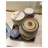 JAR OF COOKIE CUTTERS/ COOKIE JAR/ TIN FLAT- K