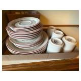 ANCHOR HOCKING STONEWARE DISH SET OF 4 (PLATES/BOWLS/CUPS/SAUCER)- KC