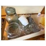 COLLECTIBLE GLASSWARE/ ATLAS JAR W/ METAL LID/ MICKEY MOUSE/ A&W- KC