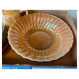 VINTAGE BOWLS X 3/ ANCHOR/ CARNIVAL GLASS YELLOW/ TEA POT- KC