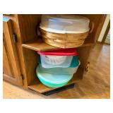 TUPPERWARE/ BASKET DIVIDED VEGETABLE TRAY/ SALAD SPINNER- K