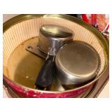 3 BOXES OF ELECTRIC HOT PLATE/ COOKING UTENSILS/ DISH BASKET & MORE- P