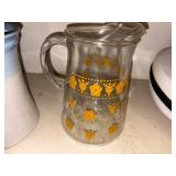 GLASS PITCHER/ UTENSIL CADDIE POTTERY- P