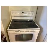 WHITE MAYTAG GLASS TOP ELECTRIC COOK STOVE- K