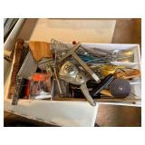 KITCHEN UTENSILS W/ VINTAGE ICE PICK & MISCELLANEOUS- BG