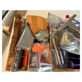 KITCHEN UTENSILS W/ VINTAGE ICE PICK & MISCELLANEOUS- BG