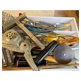 KITCHEN UTENSILS W/ VINTAGE ICE PICK & MISCELLANEOUS- BG