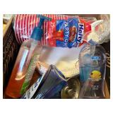 PAPER PLATES/ PLASTIC CUPS/ DISH SOAP/ CLEANERS X2 BOXES- BG