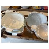 CORNING WARE X 5 CASSEROLE DISHES- BG