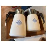 CORNING WARE STOVE TOP COFFEE POTS (1 MISSING LID)- BG