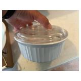 2X PYREX/ 1 CORNING WARE/ CASSEROLE 6 DISHES W/ LIDS- BG