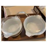 3 PYREX CASSEROLE DISHES W/ LIDS- BG