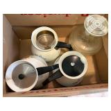 CORNING WARE COFFEE POTS X3 & WATER JUG- BG