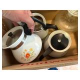 CORNING WARE COFFEE POTS X3 & WATER JUG- BG