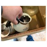CORNING WARE COFFEE POTS X3 & WATER JUG- BG
