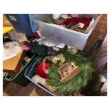 TOTES & SHELF OF CHRISTMAS DECOR- AT
