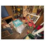 TOTES & SHELF OF CHRISTMAS DECOR- AT