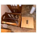 WOOD MAGAZINE RACK/ STEP STOOL/ HOOP & PICTURE- BB