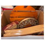 2 BOXES OF THROWS/ PLANT STANDS/ AFGHAN- BB