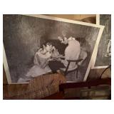 MISCELLANEOUS PICTURES X8 W/ 2 CHARCOAL PRINTS- BB