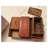 1 WICKER BOX & 2 WOOD BOXES- PBR