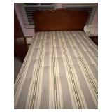 VINTAGE FULL SIZE BED W/ WOOD FRAME, HEAD BOARD, SHEETS & MATTRESS PAD- PBR