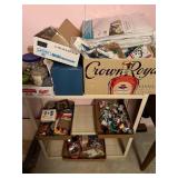 METAL SHELVES W/ MISCELLANEOUS SEWING SUPPLIES- PBR