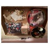 METAL SHELVES W/ MISCELLANEOUS SEWING SUPPLIES- PBR