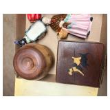 2 WOODEN BOXES/ FIGURINES/ WOODEN TOY- OF