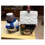 OREO COOKIE SNOWMAN JAR W/ SNOWMAN HOUSE- OF