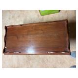 WOODEN COFFEE TABLE W/ GLASS TOP 33X16X18"- OF