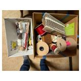 2 BOXES OF CRAFTING MISCELLANEOUS W/ RIBBONS- OF