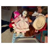 TOTE OF DOLLS W/ CLOTHES & PUPPETS- UPB