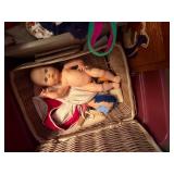 TOTE OF DOLLS W/ CLOTHES & PUPPETS- UPB