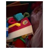 LARGE TOTE OF VINTAGE TOYS W/ AIRPLANE & MUSIC BOX- UPB
