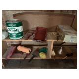 ENTIRE WALL OF CONTENTS W/ FLOWER POTS/ PAINT/ BUCKET/ METAL CABINET- BMT
