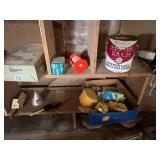 ENTIRE WALL OF CONTENTS W/ FLOWER POTS/ PAINT/ BUCKET/ METAL CABINET- BMT