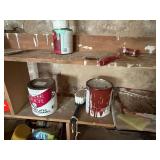 ENTIRE WALL OF CONTENTS W/ FLOWER POTS/ PAINT/ BUCKET/ METAL CABINET- BMT