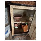 ENTIRE WALL OF CONTENTS W/ FLOWER POTS/ PAINT/ BUCKET/ METAL CABINET- BMT