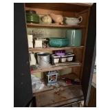 ENTIRE WALL OF CONTENTS W/ FLOWER POTS/ PAINT/ BUCKET/ METAL CABINET- BMT