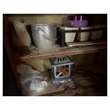 ENTIRE WALL OF CONTENTS W/ FLOWER POTS/ PAINT/ BUCKET/ METAL CABINET- BMT