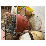 FLOWER POTS/ CROCKS & WOOD STOOL- BMT